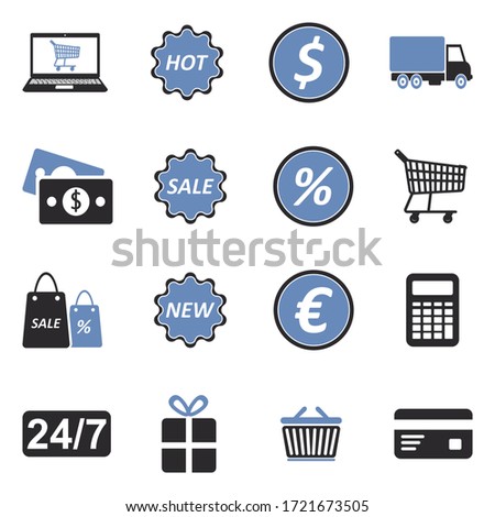 Shopping Icons. Two Tone Flat Design. Vector Illustration.