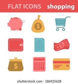 Shopping icons. Vector eps10. Flat style.