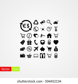 Shopping icons vector, flat design best vector icon