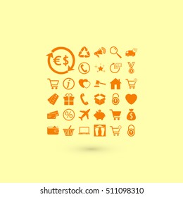 Shopping icons vector, flat design best vector icon