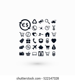 Shopping icons vector, flat design best vector icon