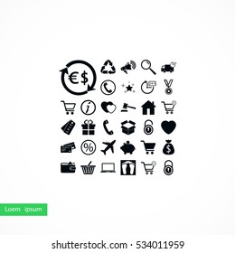Shopping icons vector, flat design best vector icon