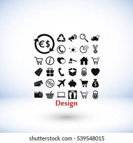 Shopping icons vector, flat design best vector icon