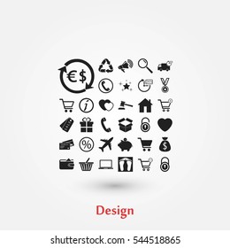 Shopping icons vector, flat design best vector icon