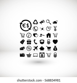 Shopping icons vector, flat design best vector icon