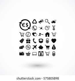 Shopping icons vector, flat design best vector icon