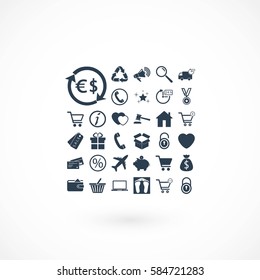 Shopping icons vector, flat design best vector icon