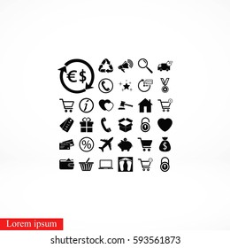 Shopping icons vector, flat design best vector icon