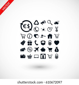 Shopping icons vector, flat design best vector icon