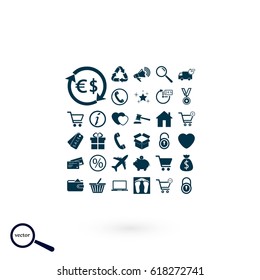 Shopping icons vector, flat design best vector icon