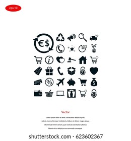 Shopping icons vector, flat design best vector icon