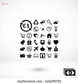 Shopping icons vector, flat design best vector icon
