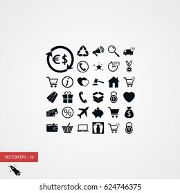 Shopping icons vector, flat design best vector icon
