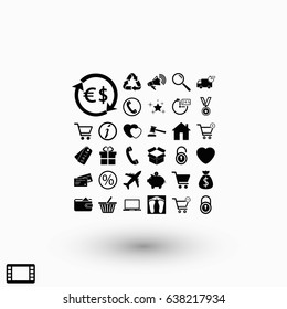 Shopping icons vector, flat design best vector icon