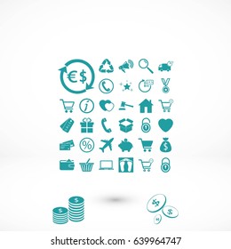 Shopping icons vector, flat design best vector icon