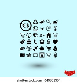 Shopping icons vector, flat design best vector icon