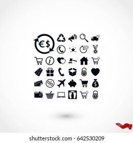 Shopping icons vector, flat design best vector icon