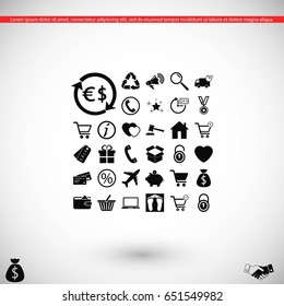 Shopping icons vector, flat design best vector icon
