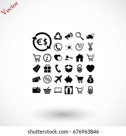 Shopping icons vector, flat design best vector icon
