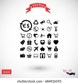 Shopping icons vector, flat design best vector icon