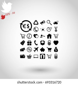 Shopping icons vector, flat design best vector icon