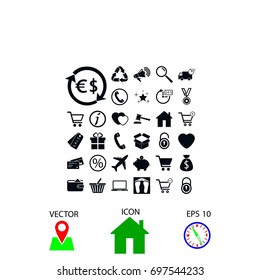 Shopping icons vector, flat design best vector icon