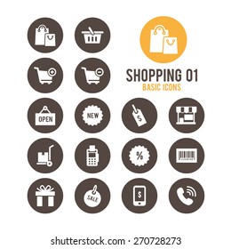 Shopping icons. Vector illustration.