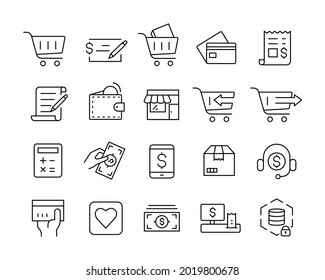 Shopping Icons - Vector Line Icons. Editable Stroke. Vector Graphic