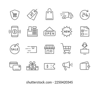 Shopping Icons - Vector Line. Editable Stroke.