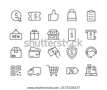 Shopping Icons - Vector Line. Editable Stroke. 