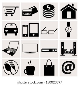 Shopping icons with White Background