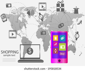 Shopping Icons with White Background,Sale promotion label paper template modern style template / can be used for info graphic / horizontal cutout lines
