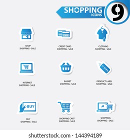 Shopping icons,Blue version,vector