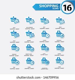 Shopping icons,Blue version,vector
