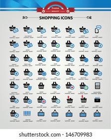 Shopping icons,Blue version,vector