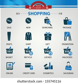 Shopping icons,Blue version,vector