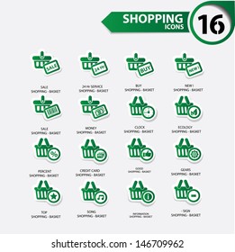 Shopping icons,Green version,vector