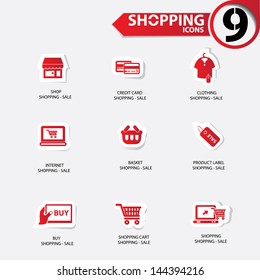 Shopping icons,Red version,vector