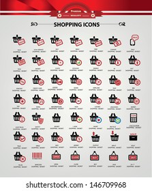 Shopping icons,Red version,vector