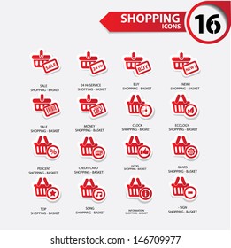 Shopping icons,Red version,vector