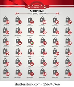 Shopping icons,Red version,vector