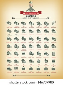 Shopping icons,Vintage version,vector