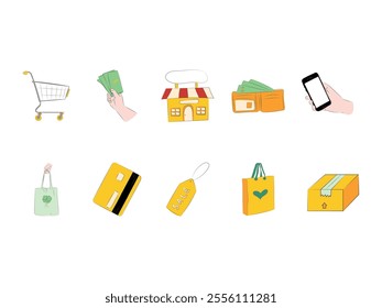 Shopping Illustration Design Element Set