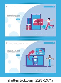 Ilustración de compras - Banner del sitio web de elementos de diseño de interfaz
