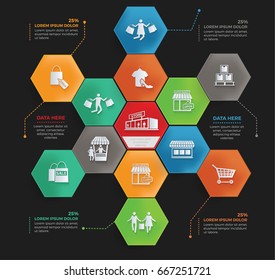 Shopping info graphic design,clean vector