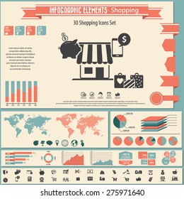 Shopping - infographic elements and icons set.
