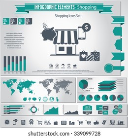 Shopping - infographic elements and icons set.