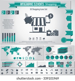 Shopping - infographic elements and icons set.