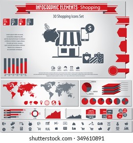 Shopping - infographic elements and icons set.