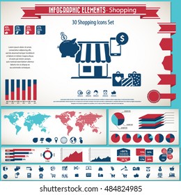 Shopping - infographic elements and icons set.